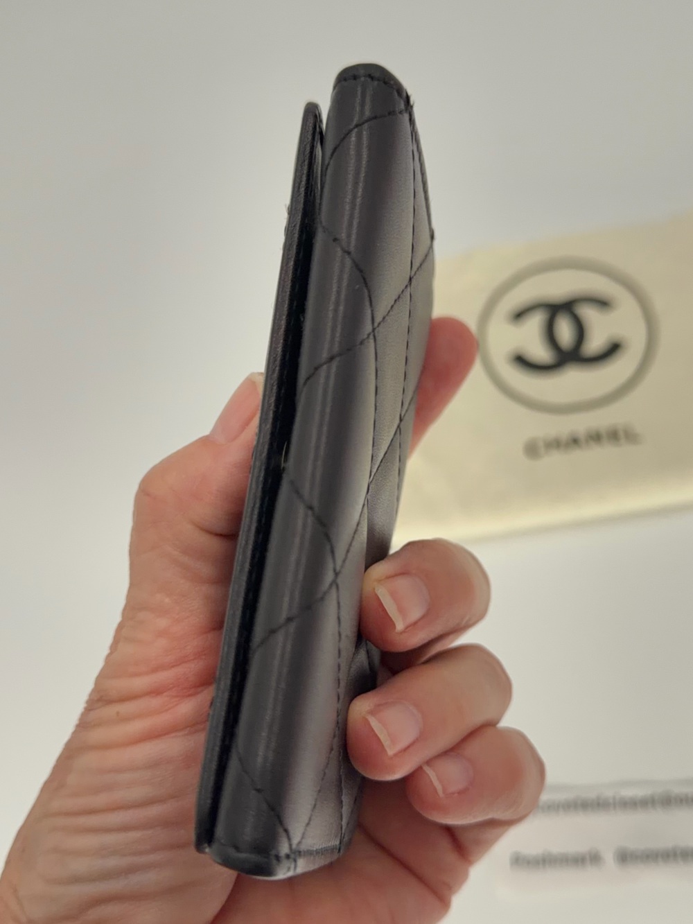 🖤🩷CHANEL Black Cambon CC Flap Card Holder Wallet w/Dust Bag and Entrupy COA - Picture 3 of 11